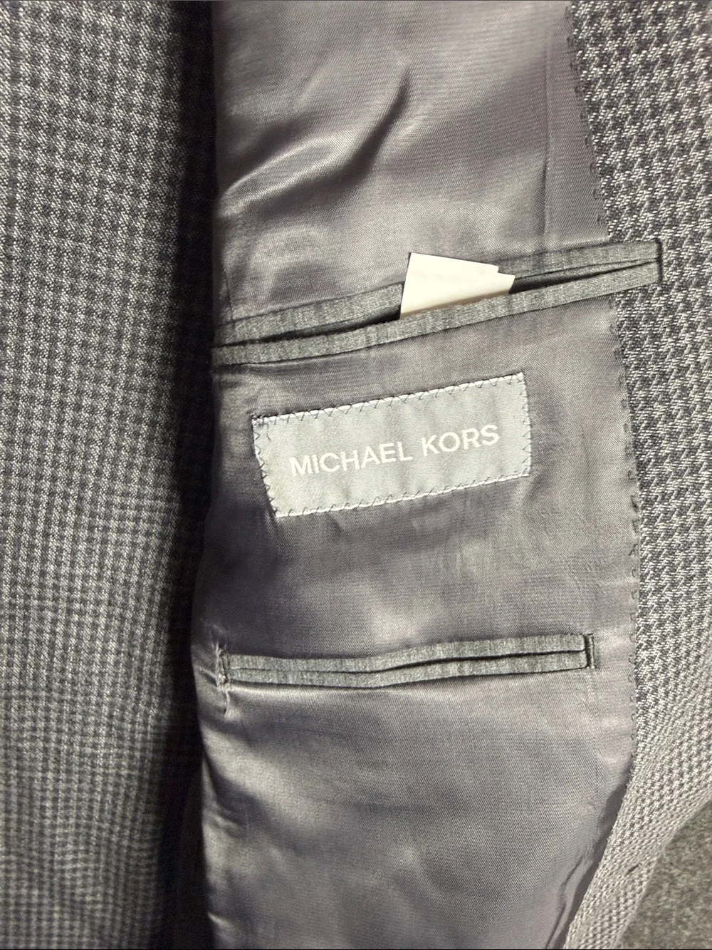 Michael Kors Mens Grey Houndstooth Wool Blend Sport Coat Blazer 48L